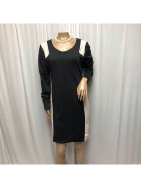 Corey P Dress Womens Size 10 Black Beige Colorblock Zipper Back Stretchy Sheath